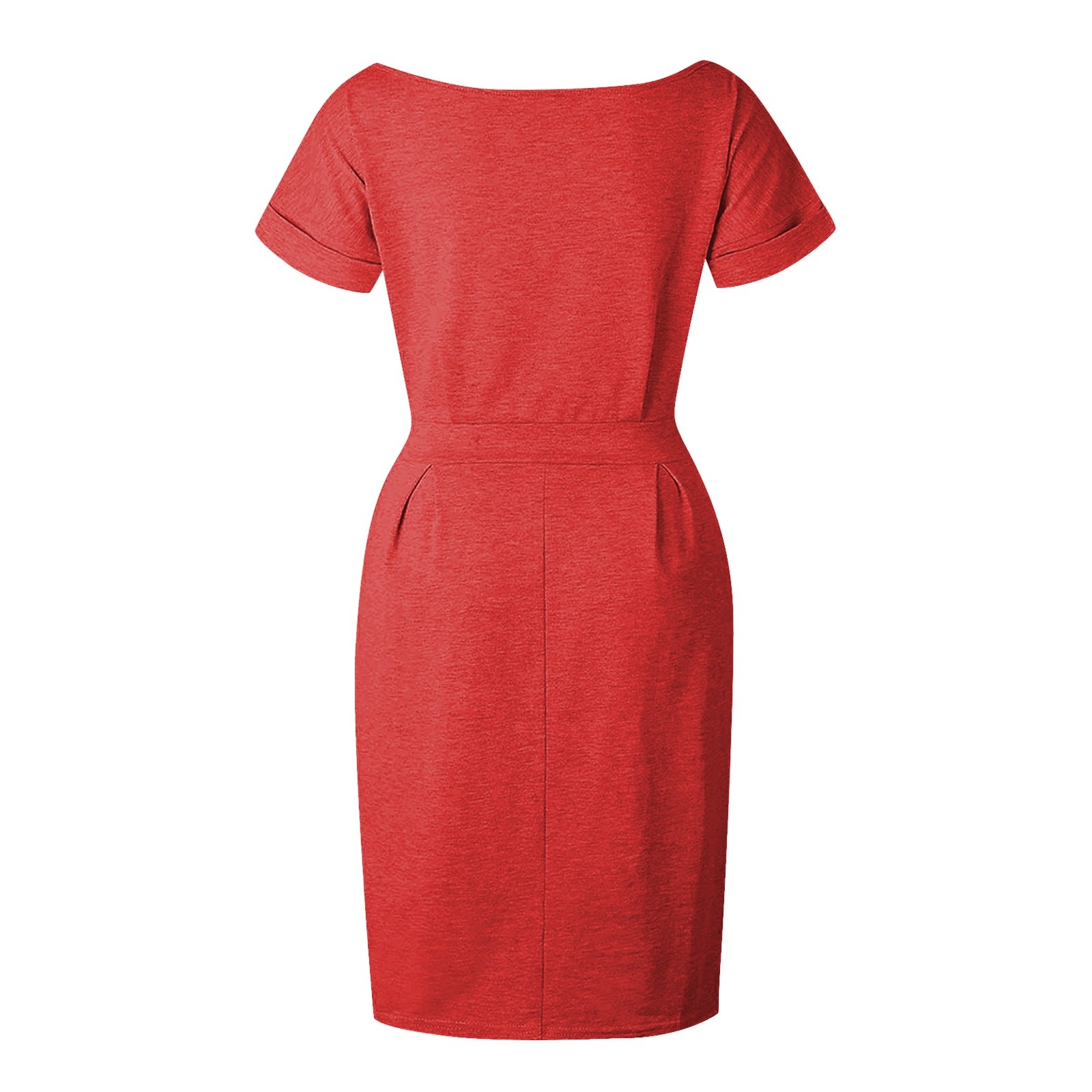 thumbnail image 4 of Vestido de verano para mujer con cinturón: manga corta, informal/para salir, fácil de cuidar, versátil para diversas ocasiones., 4 of 6